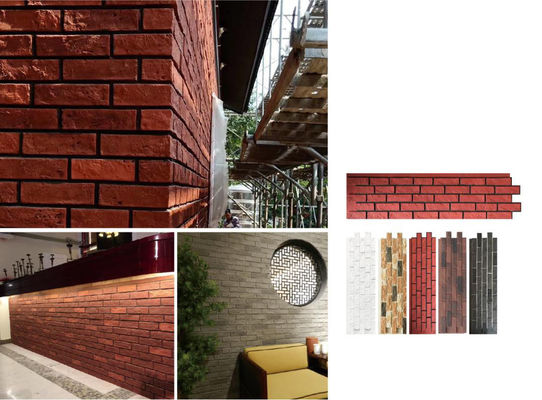 Buy Red 1160x300x25mm PU Cultured Stone Brick Antique Tile online manufacture