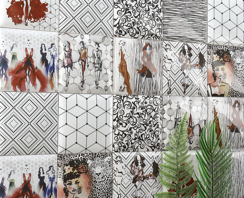 Buy 152x152mm White Clay Interior Wall Tiles with Geometric Patterns online manufacture