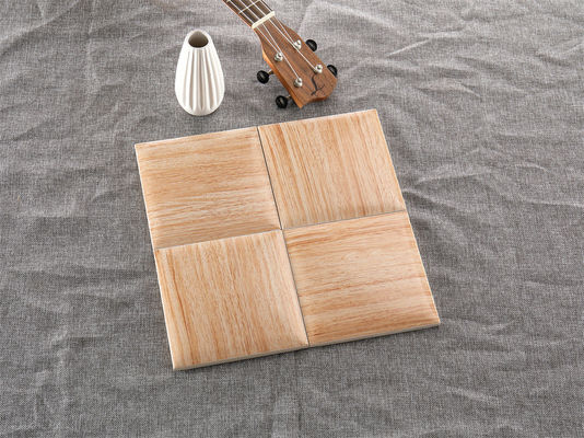 Buy Light Yellow Wood Grain Wall Tile 152x152mm White Body Clay online manufacture