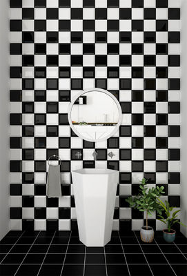 Buy Black White 152x152mm Glossy Ceramic Wall Tiles for Bathroom online manufacture