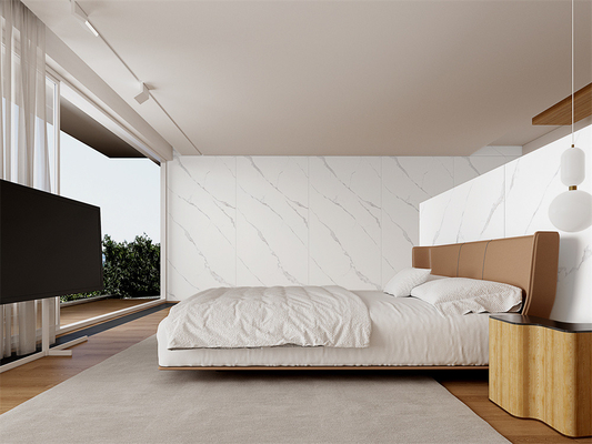 Buy Grade AAA Floor Matt Carrara White Sintered Stone Slabs for Restaurant 1420x2700mm online manufacture
