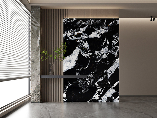 Buy 160x320cm Black Matt Glazed Porcelain Sintered Stone Slab And Indoor Wall Porcelain Rock Slabs For Office online manufacture