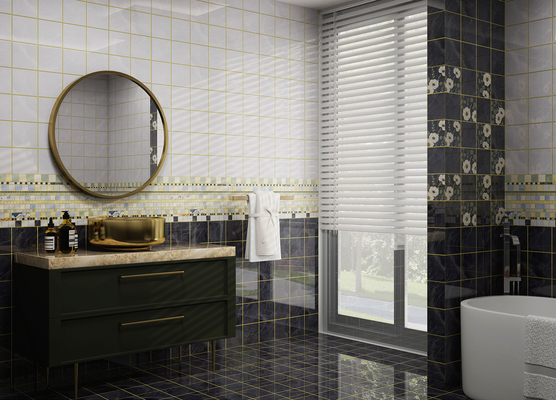 Buy 300x600mm Vintage Ceramic Wall Tile Dark Gray Mirror Surface online manufacture
