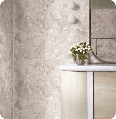 Buy Water-Froof 1200x600mm Inside Floor Terrazzo Tile And Beige SGS Soft Glazed Porcelain Tile For Shower And Bathroom online manufacture