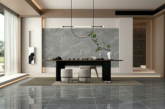 Buy Modern W.A 0.5% Scratch-Resistant Gray Inside Wall And Floor Porcelain Glazed Polished Tile 900x1800x9mm For Decor And Restaurant online manufacture