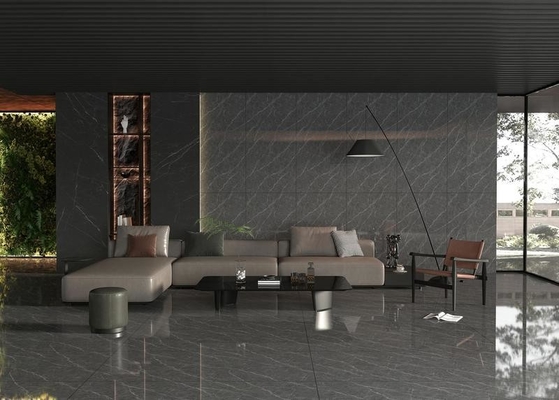 Buy Luxury Black Marble Look W.A0.5% Gray Polished Glazed Porcelain Tile900x1800x9mm Indoor Floor For Interior Design And Decoration online manufacture