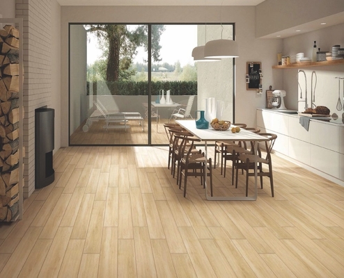 Buy Wear-Resistant 150x900mm Indoor Floor Wooden Porcelain Strips For Bedroom Brown And Gray online manufacture