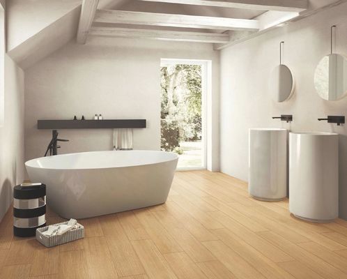 Buy AAA Grade 150x900mm Brown Yellow Wooden Porcelain Tile Strips online manufacture