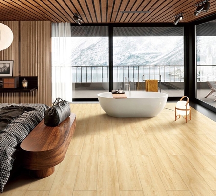 Buy Firebrick Floor Tiles For Bedroom And Yellow 250x1500mm Durable Wooden Porcelain Strips For Office online manufacture