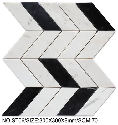 Buy Wear-resistant 300x300mm White and Black Natural Stone Mosaic For Bathroom and Swimming Pool online manufacture