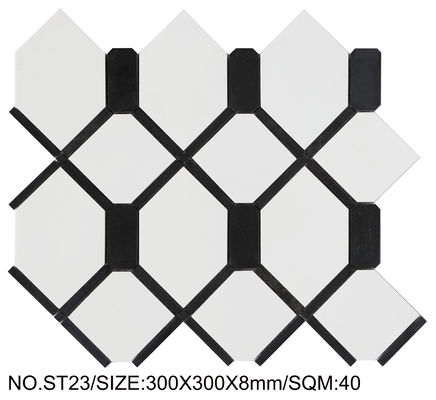 Buy White And Black Anti-Slip 300x300mm Natural Stone Mosaic For Dining Room And Living Room online manufacture
