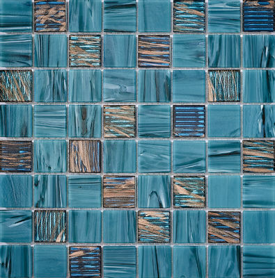 Buy Blue Wear-resistant 304x304mm Interior Wall Glass Swimming Pool Mosaics For Living Room and Project online manufacture