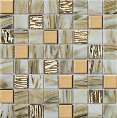 Buy Yellow Grade AAA and Eco-friendly 304x304mm Interior Wall Glass Mosaics For Creative Decoration and Hotel online manufacture