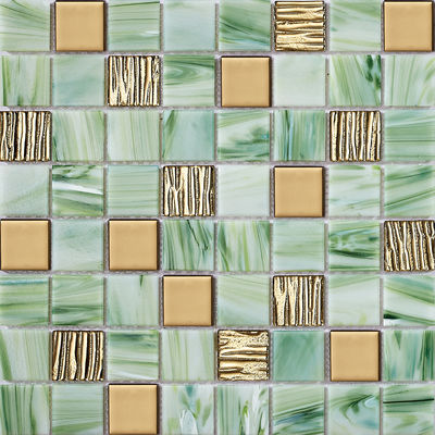 Buy Green Acid-resistant and Non-slip 304x304mm Interior Wall Glass Mosaics For Renovation online manufacture