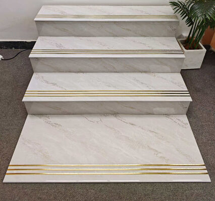 Buy Light Gray 470x1200mm Golden Marble Bullnose Full-set Polished Glazed Ceramic Staircases For Decoration and Apartment online manufacture