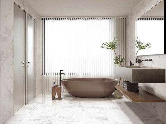 Buy Stylish and Eco-friendly Indoor Floor Carrara 600x1200mm Replica Glazed Porcelain Tiles For Dining Room and Living Room online manufacture