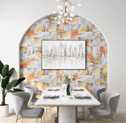 Buy 20x20cm SGS TV Background Wall Tiles , W.A0.02 Golden Ceramic Tile Rainbow Style online manufacture
