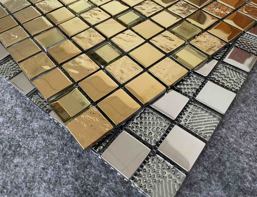 Buy ISO13006 Mildewproof Decorative Mosaic Tiles Golden Sliver Metal Glazed Wall 6mm online manufacture