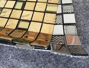 ISO13006 Mildewproof Decorative Mosaic Tiles Golden Sliver Metal Glazed Wall 6mm