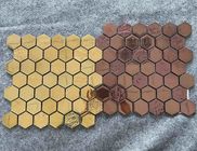 30x30cm Square Glazed Tiles , ISO13006 8mm Hexagonal Mosaic Wall Tiles Brown Gold