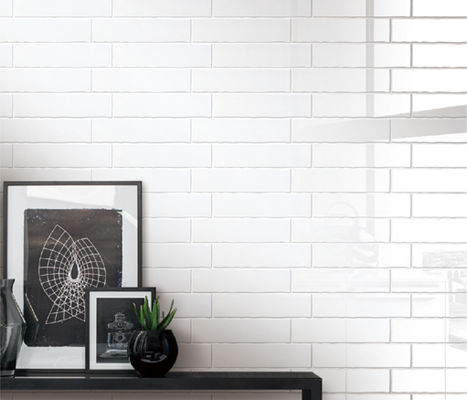 Buy Pure White Wave Edge Artistic Glossy Wall Tile For Bathroom Home Decoration online manufacture