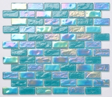 Light Green And Blue Glass Mosaic Tiles 300x300mm AAA For Project