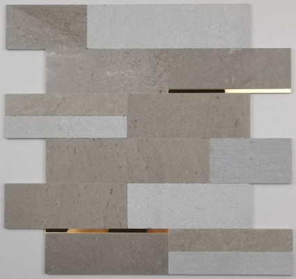 Buy 4mm Thickness Mosaic Wall Tile Natural Stone With Metal Decor online manufacture