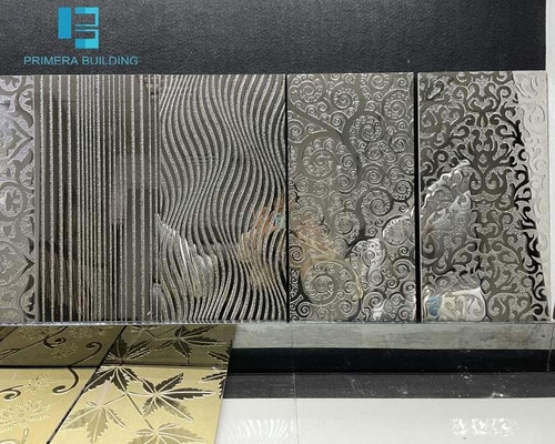 Buy 300x600mm 3D Ceramic Tile Polished Glazed With Gold Line Wall Decor online manufacture