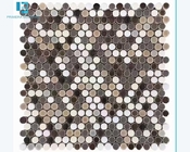 Button Shaped Decorative Wall Porcelain Tiles Mixed Color 6mm Thickness