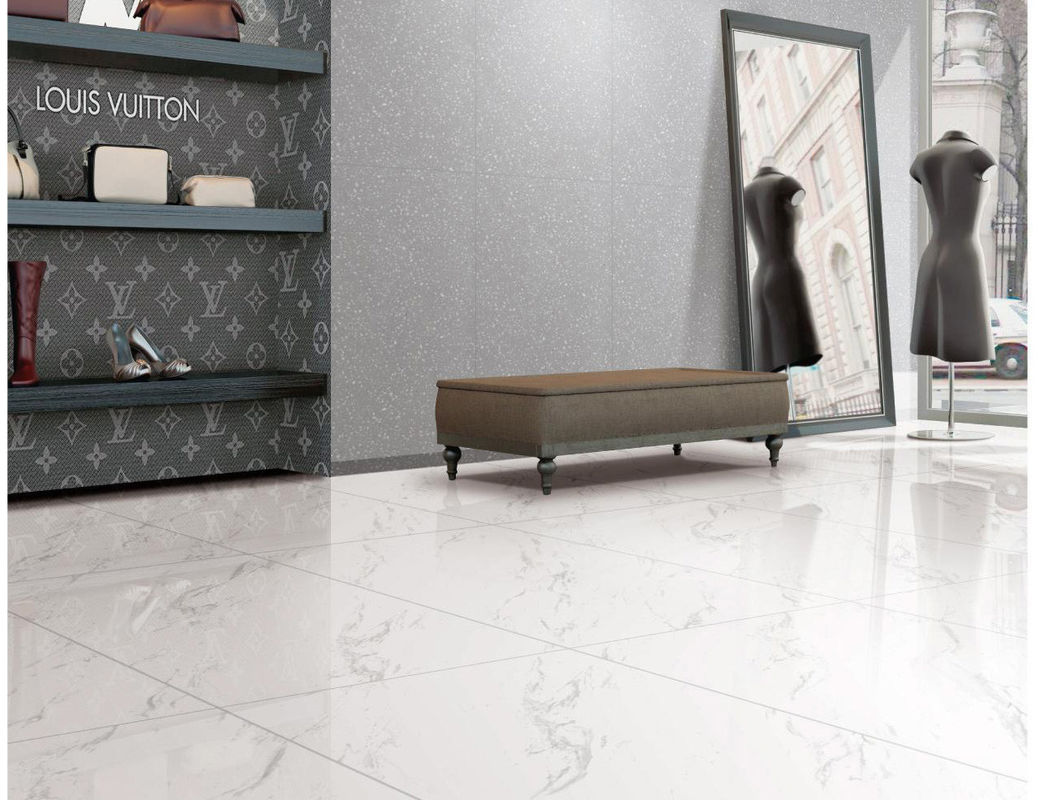 9.8mm Thickness 600x600mm Full Body Porcelain Tiles Floor Carrara White Matt Marble