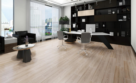 Inside Office School Wall Floor Wooden Porcelain Tiles Ceramic Strip  20x100cm Beige Scratch Resistance