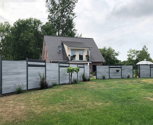 Gray WPC Cladding Panel Exterior Wall Fence 24x170mm Interlocking House School Decoration
