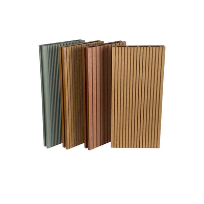 Non - Slip Groove WPC Decking Boards Outdoor Panel Road Park Engineering Floor Plank 140x25mm Gray Tan