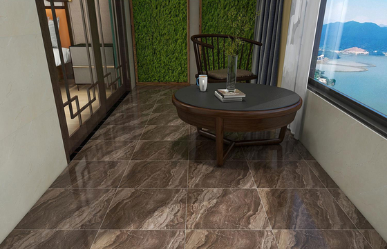 Eco-friendly 400x400mm Matte glazed Ceramic Rustic Tile For Balcony And Inside Floor Wall Tile Dark Brown For Bathroom