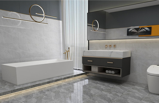 Marble Look Gray Indoor Ceramic Rustic Tile 400x400mm For Dining Room And Durable Flooring For Balcony
