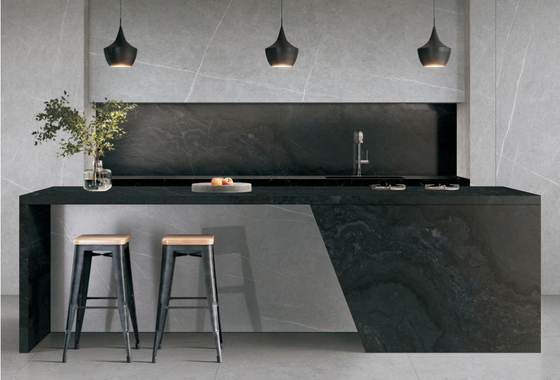 1600x3200x12mm Luxury Sintered Stone Slabs Living Room Matt Floor Tiles Galaxy Gray Background Wall