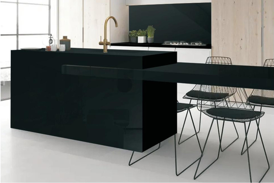 Pure Black Sintered Stone Slabs Whole body clay Rough Matte Acid Resistance