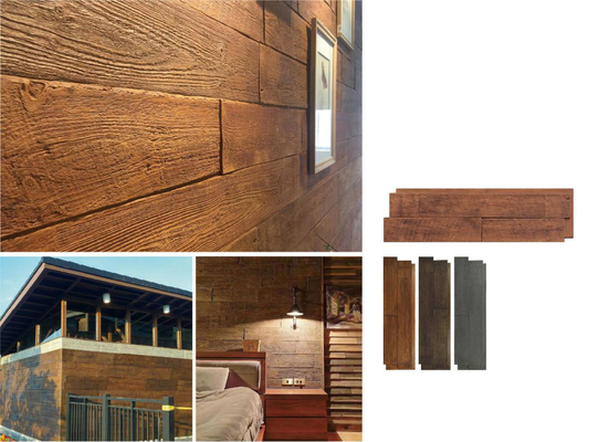 Form Wood Brown Cultural Stone Brick Polyurethane Decorative Living Room Wall Panel