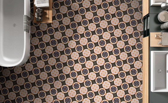 Black and Orange 250x250mm Ceramic Rustic Tile
