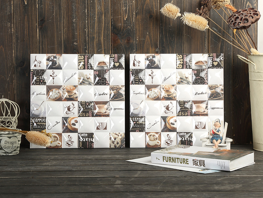 Antibacterial 300x300mm Ceramic Rustic Tiles For Living Room And durable white and brown Wall Tile For Dining Room
