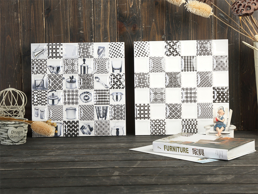 300x300mm Scratch-Resistant encaustic Ceramic Rustic Tile For Living Room And Durable Wall Tiles For Bedroom White And Black