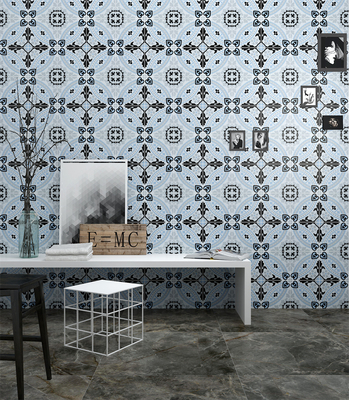 No Fade Blue 200x200mm Flower Ceramic Rustic Tiles For Decoration And Wear-Resistant Wall Tiles For Bathroom