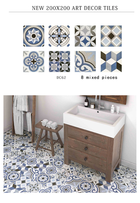 Decorative Floor Flower Ceramic Rustic Tiles For Bathroom And 200x200mm Blue Wall Tile For Balcony