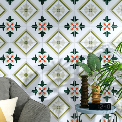 Green And Red 20x20cm Interior Floor Tiles And Non-Slip Ceramic Rustic Tile For Dining Room