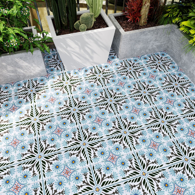 Acid-Resistant Gray And Green 20x20cm Ceramic Rustic Tile For Dining Room And Durable Tile For Bathroom