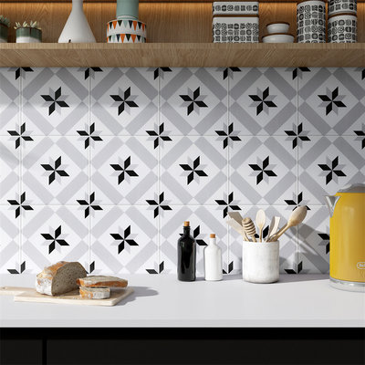 Gray And Black 200x200mm Decorative Indoor Wall Ceramic Rustic Tiles For Living Room And Bedroom