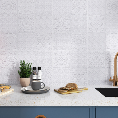 Stunning White Ceramic Rustic Tiles 20x20cm For Balcony And Eco-Friendly Wall Tile For Living Room 4 Styles