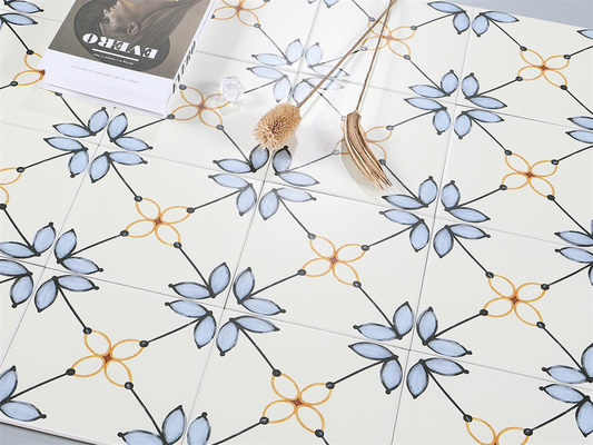 Beige 20x20cm Waterproof Interior Floor Flower Ceramic Rustic Tiles For Bathroom And Durable Tile For Kitchen