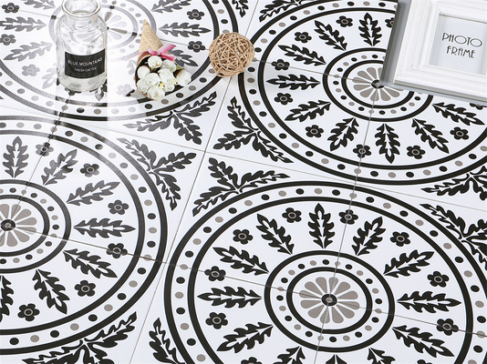 Eco-Friendly And Non-Slip Black And White Floor Ceramic Rustic Tile 200x200mm For Bathroom And Living Room