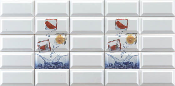 Tomato Lemon, Ice Block Pattern, Modern White Body 225x152mm Inside Wall Subway Tiles For Dining Room And Aquarium